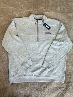 NWT Vineyard Vines Men's Heather Gray Quarter-Zip Pullover Size XL TCU logo